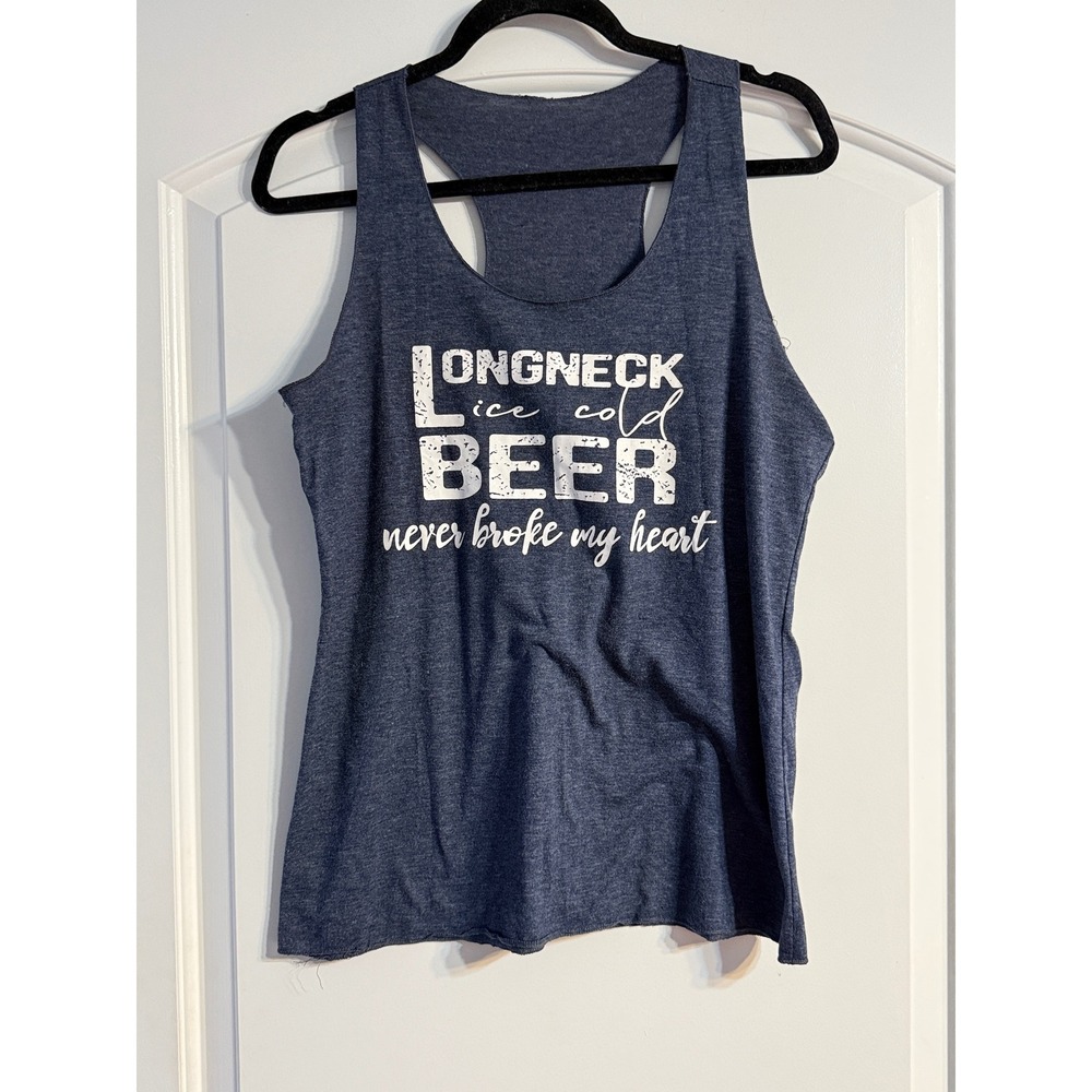 Navy Blue Tank Top M‎ Longneck Beer Country Music Racerback Luke Combs Nashville